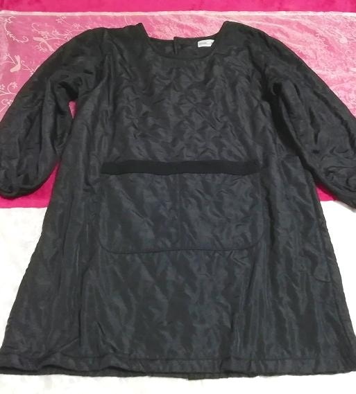 黒光沢ジャンパー半天はんてん風チュニック Black luster jumper kimono/tunic, チュニック&長袖&Mサイズ