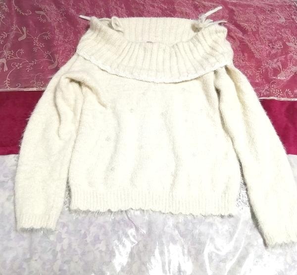 白ホワイトキャミソールニットセーター/トップス White camisole knit sweater tops, ニット, セーター, 袖なし, ノースリーブ, ノースリーブセーター一般