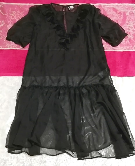 Falda de gasa negra transparente de una pieza