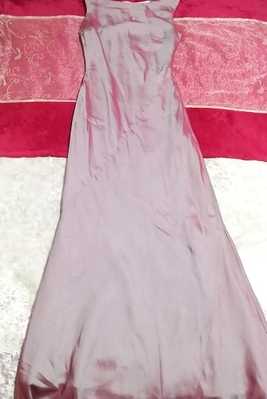 紫パープル光沢ノースリーブマキシワンピースドレス日本製 Purple gloss sleeveless maxi onepiece dress made in japan