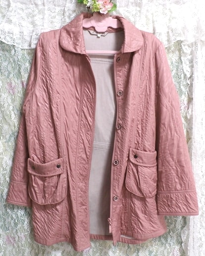 Pink pink hoodie / haori / cloak / outer Peach color pink parker / coat / outer
