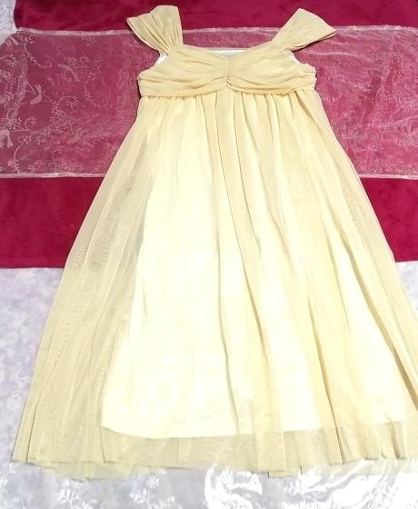 Falda de tul sin mangas de color amarillo lino de una pieza, vestido y falda hasta la rodilla y talla mediana