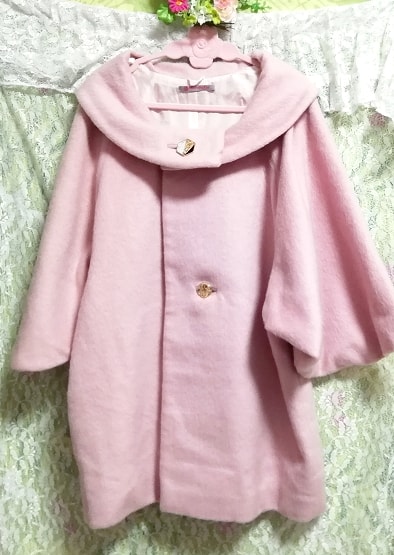 귀여운 핑크 아름다운 버튼 판초 스타일 푹신한 롱 코트 / 망토 / 겉옷 귀여운 핑크 아름다운 버튼 판초 스타일 푹신한 롱 코트